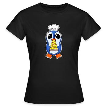 Pizza pingouin gourmet - T-shirt Femme - noir - Devant - AI Model Female 172 dark (172cm)