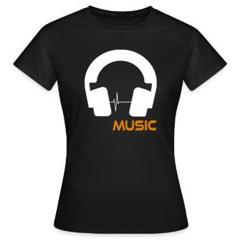 Musikwellen-Headset-Logo - Frauen T-Shirt - Schwarz - Vorne - AI Model Female 172 dark (172cm)