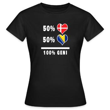 Bosnie et Danemark 100% drapeau de génie - T-shirt Femme - noir - Devant - AI Model Female 172 dark (172cm)