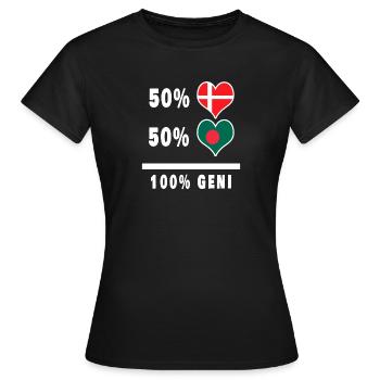 Bangladesh and Denmark 100% genius flag - Women's T-Shirt - black - Front - AI Model Female 172 dark (172cm)