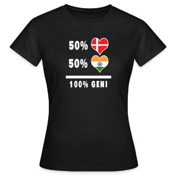 Inde et Danemark 100% drapeau de génie - T-shirt Femme - noir - Devant - AI Model Female 172 dark (172cm)