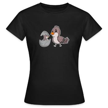 Vogel Familie - Vogel mit Baby - Frauen T-Shirt - Schwarz - Vorne - AI Model Female 172 dark (172cm)