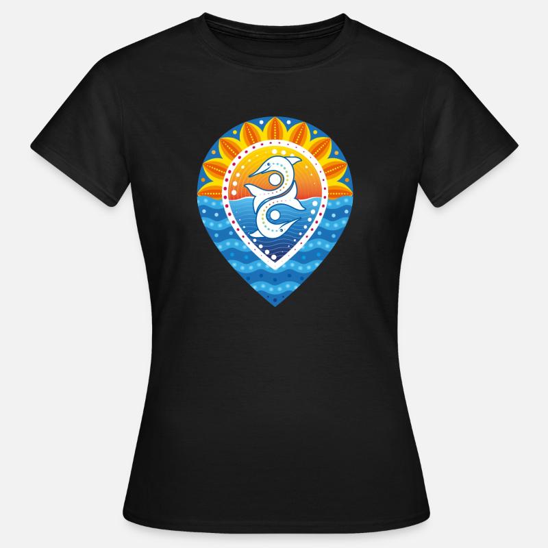 Pinpoint sunset sun waves dolphins - Women's T-Shirt - black
