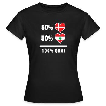 Libanon und Dänemark 100% geniale Flagge - Frauen T-Shirt - Schwarz - Vorne - AI Model Female 172 dark (172cm)