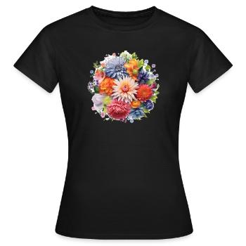 Colorful Blossom Magic Wreath - Women's T-Shirt - black - Front - AI Model Female 172 dark (172cm)