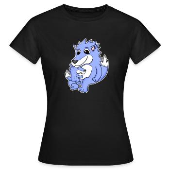 Wolf Family - Wolf with Baby - Women's T-Shirt - black - Front - AI Model Female 172 dark (172cm)