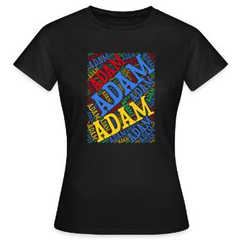 Adam t-shirt nuage de mots t-shirt idée cadeau - T-shirt Femme - noir - Devant - AI Model Female 172 dark (172cm)