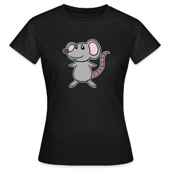 Dessin animé de souris - T-shirt Femme - noir - Devant - AI Model Female 172 dark (172cm)
