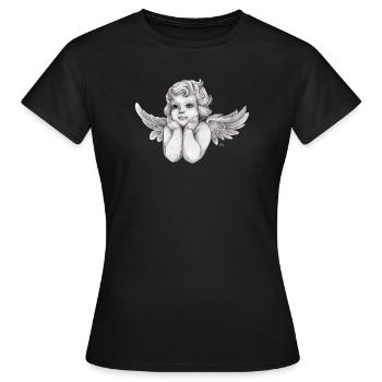 Petit ange chérubin rêveur - T-shirt Femme - noir - Devant - AI Model Female 172 dark (172cm)