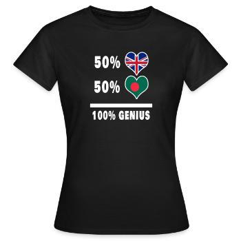 Bangladesh and Great Britain 100% Genius Flag - Women's T-Shirt - black - Front - AI Model Female 172 dark (172cm)