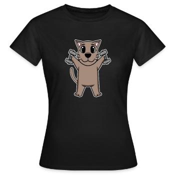 Cat Dumbbell Training Strength Training Fitness - T-shirt Femme - noir - Devant - AI Model Female 172 dark (172cm)