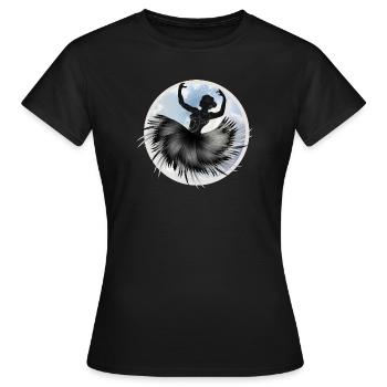 Danseur de ballet dansant dans les nuages avec un plumage - T-shirt Femme - noir - Devant - AI Model Female 172 dark (172cm)