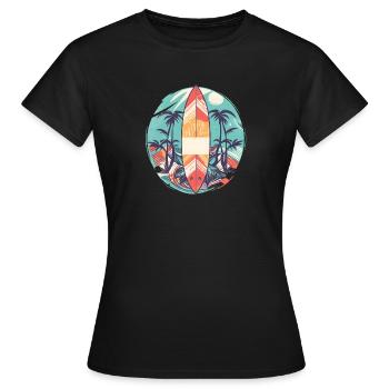 Surfbrett - Frauen T-Shirt - Schwarz - Vorne - AI Model Female 172 dark (172cm)