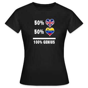 Venezuela and Great Britain 100% Genius Flag - Women's T-Shirt - black - Front - AI Model Female 172 dark (172cm)