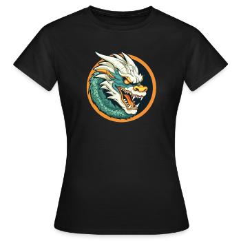 Blason du Dragon : Emblème du Dragon de la Braise - T-shirt Femme - noir - Devant - AI Model Female 172 dark (172cm)