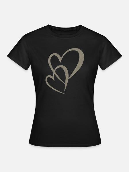 Tissu double du cœur - T-shirt Femme - noir