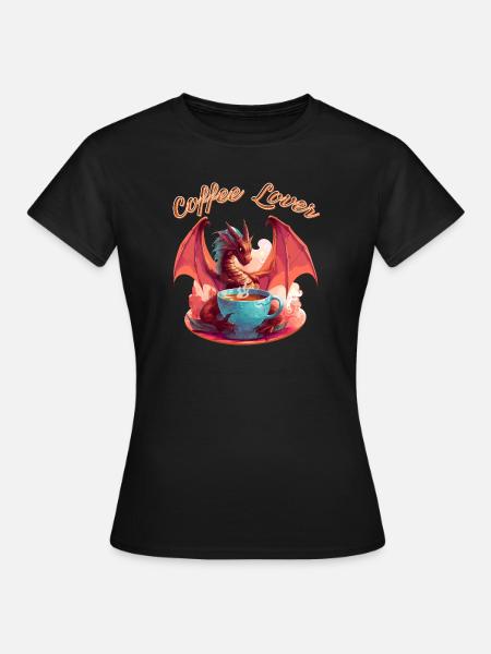 Dragon Coffee Lover - Dame-T-shirt - sort
