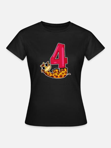 4º cumpleaños motivo jirafa - cuatro años - Camiseta mujer - negro