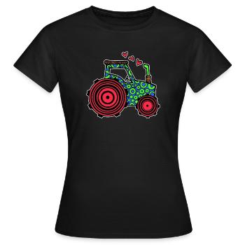 Tracteur Coeur Véhicule Commercial Campagne Vie Champ Agriculteur - T-shirt Femme - noir - Devant - AI Model Female 172 dark (172cm)