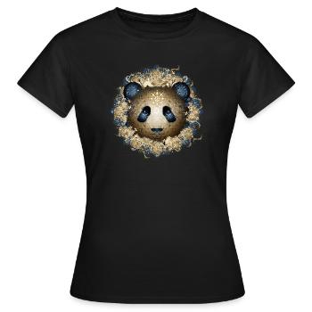 Belle tête d’ours panda dans des tons dorés et bleus - T-shirt Femme - noir - Devant - AI Model Female 172 dark (172cm)
