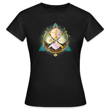 Amulett mit goldenem Baum und Natur Elementen - Frauen T-Shirt - Schwarz - Vorne - AI Model Female 172 dark (172cm)