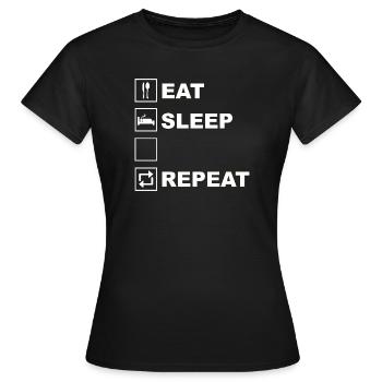 Eat Sleep Repeat Icon Layout - Frauen T-Shirt - Schwarz - Vorne - AI Model Female 172 dark (172cm)