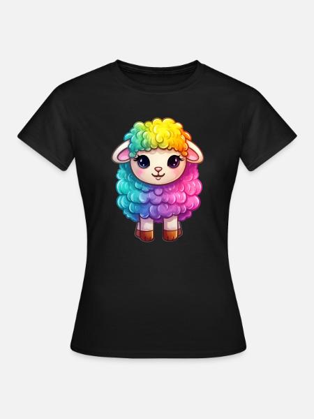Buntes Schaf Regenbogen LGBTQ Tier Wolle Gender - Frauen T-Shirt - Schwarz