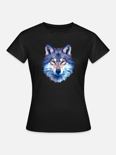Conception du polygone du loup - Motif nature d’animaux sauvages - T-shirt Femme - noir