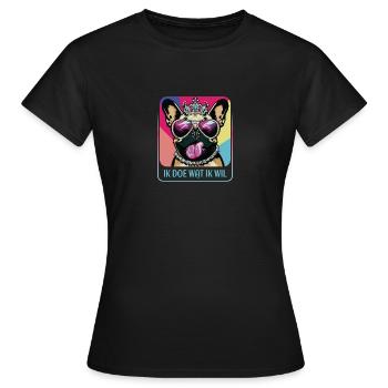Stubborn Pug - Women's T-Shirt - black - Front - AI Model Female 172 dark (172cm)