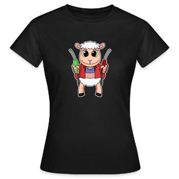 Préposé à la station-service Moutons Station d’essence - T-shirt Femme - noir - Devant - AI Model Female 172 dark (172cm)