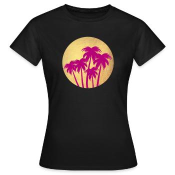 Circle Gold Palm Pink Holiday Deluxe South Seas Luxury - T-shirt Femme - noir - Devant - AI Model Female 172 dark (172cm)