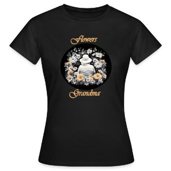 Flowers Grandma farbig - Frauen T-Shirt - Schwarz - Vorne - AI Model Female 172 dark (172cm)
