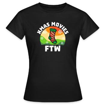 Movies Statement Filme Streaming Theater Kino Dvd - Frauen T-Shirt - Schwarz - Vorne - AI Model Female 172 dark (172cm)