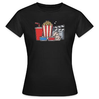 Popcorn Cineast Statement Movies Movie Night Movies - Women's T-Shirt - black - Front - AI Model Female 172 dark (172cm)