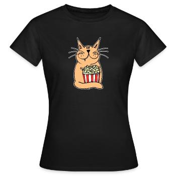 Movies Binge Watching Cineast Dvd Katze Filmabend - Frauen T-Shirt - Schwarz - Vorne - AI Model Female 172 dark (172cm)
