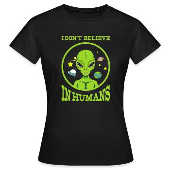 UFO, flying saucer, UFO - Women's T-Shirt - black - Front - AI Model Female 172 dark (172cm)