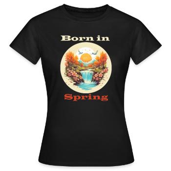 Né au printemps - T-shirt Femme - noir - Devant - AI Model Female 172 dark (172cm)