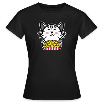 Films Popcorn Cat Streaming Cinéma Night Films - T-shirt Femme - noir - Devant - AI Model Female 172 dark (172cm)