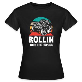 Jeeps Rollin avec The Homies - T-shirt Femme - noir - Devant - AI Model Female 172 dark (172cm)