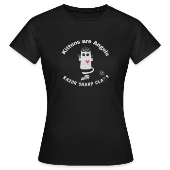 Kittens are Angels with razor sharp claws - Cats - Frauen T-Shirt - Schwarz - Vorne - AI Model Female 172 dark (172cm)
