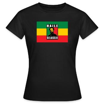 REGGAE RASTA FLAG - SELASSIE I - JAH RASTAFARI - T-shirt Femme - noir - Devant - AI Model Female 172 dark (172cm)
