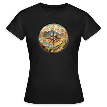 Boussole Vintage Wanderlust - T-shirt Femme - noir - Devant - AI Model Female 172 dark (172cm)