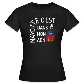 T SHIRT MAYOTTE C'EST DANS MON ADN - T-shirt Femme - noir - Devant - AI Model Female 172 dark (172cm)