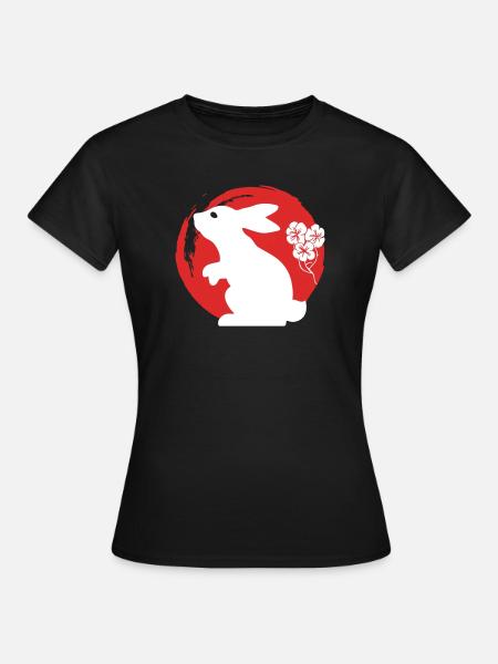 Hase Silhouette Japanisch - Frauen T-Shirt - Schwarz