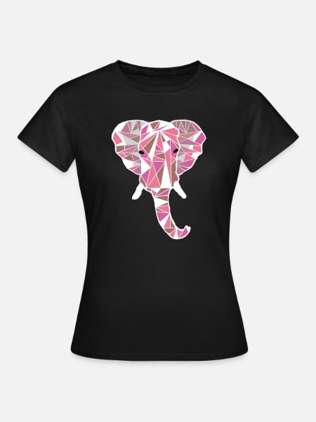 rosa Elefantenkopf - Frauen T-Shirt - Schwarz