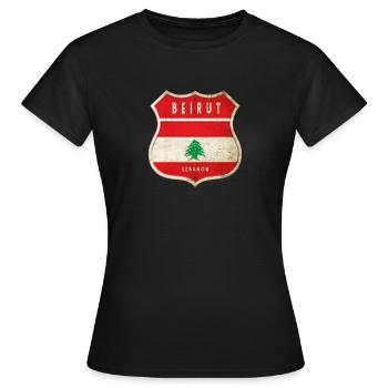Beirut Libanon Wappen Flaggen Design - Frauen T-Shirt - Schwarz - Vorne - AI Model Female 172 dark (172cm)