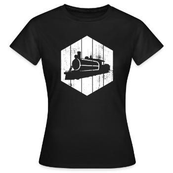 Dampflokomotive - Frauen T-Shirt - Schwarz - Vorne - AI Model Female 172 dark (172cm)