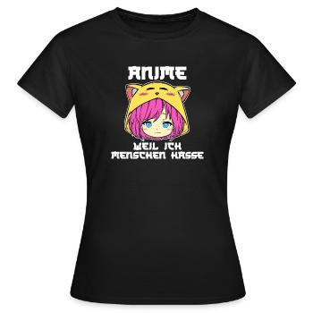 Trickfilm Comic Anime Manga Statement Zeichentrick - Frauen T-Shirt - Schwarz - Vorne - AI Model Female 172 dark (172cm)