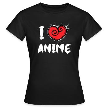 Manga Ich Liebe Anime Statement Trickfilm Herz - Frauen T-Shirt - Schwarz - Vorne - AI Model Female 172 dark (172cm)