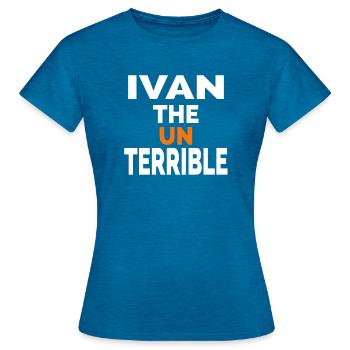 Iwan der Unschreckliche - Frauen T-Shirt - Antikblaues Saphir meliert - Vorne - AI Model Female 172 dark (172cm)